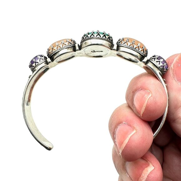 Carolyn Pollack Relios Womens Bracelet Sterling Silver Multi Gemstone Cuff - Picture 2 of 7